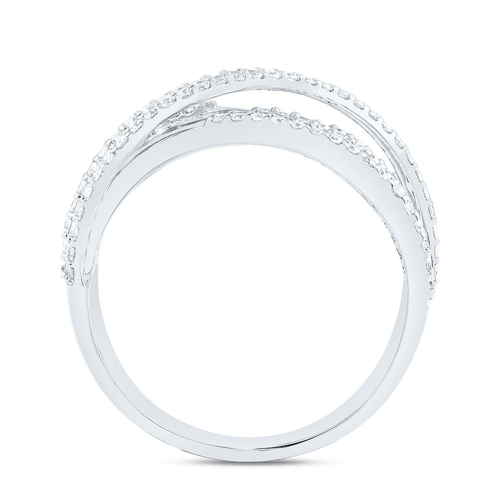 14K Yellow Or White Gold 1 1/2Cttw Natural Diamond Fashion Criss Cross Ring
