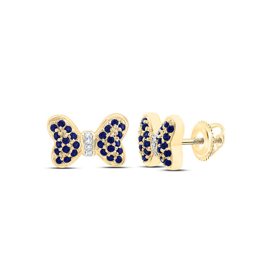 14K Yellow Or White Gold 0.016Cttw Natural Diamond Round Gem Bow Earring