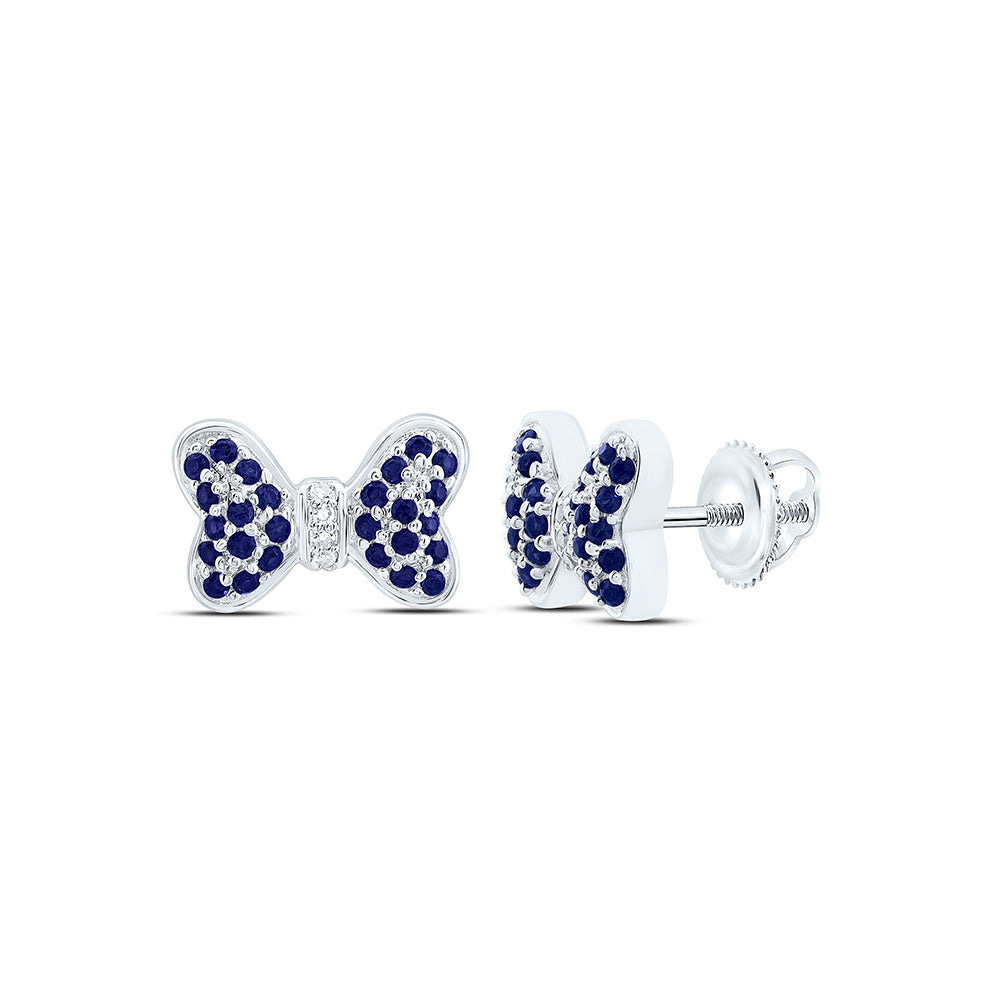 14K Yellow Or White Gold 0.016Cttw Natural Diamond Round Gem Bow Earring