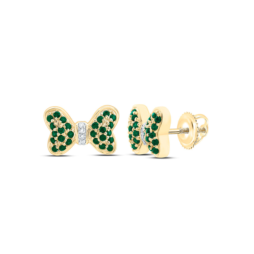 14K Yellow Or White Gold 0.016Cttw Natural Diamond Round Gem Bow Earring