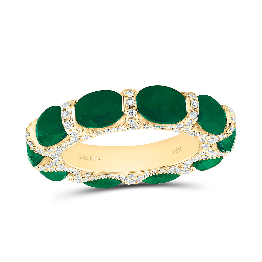 18K Yellow Gold 3/4Cttw Natural Diamond Oval Gem Band