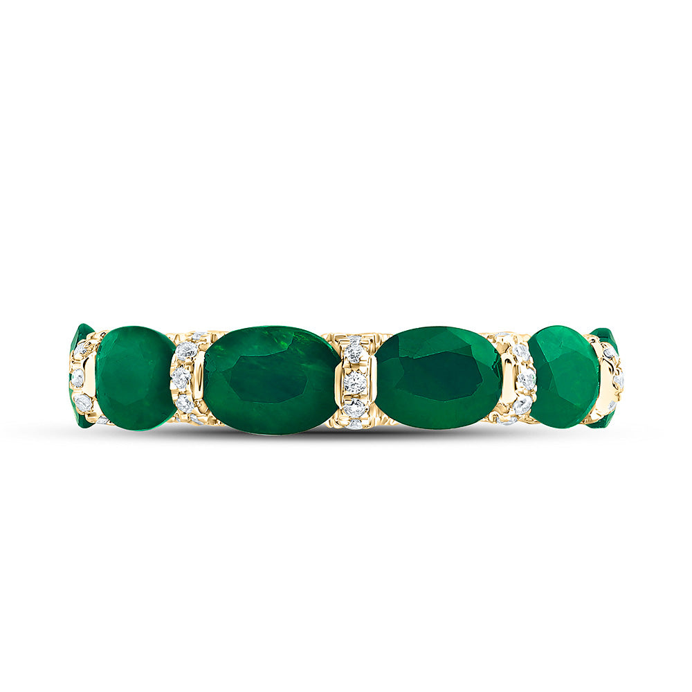 18K Yellow Gold 3/4Cttw Natural Diamond Oval Gem Band