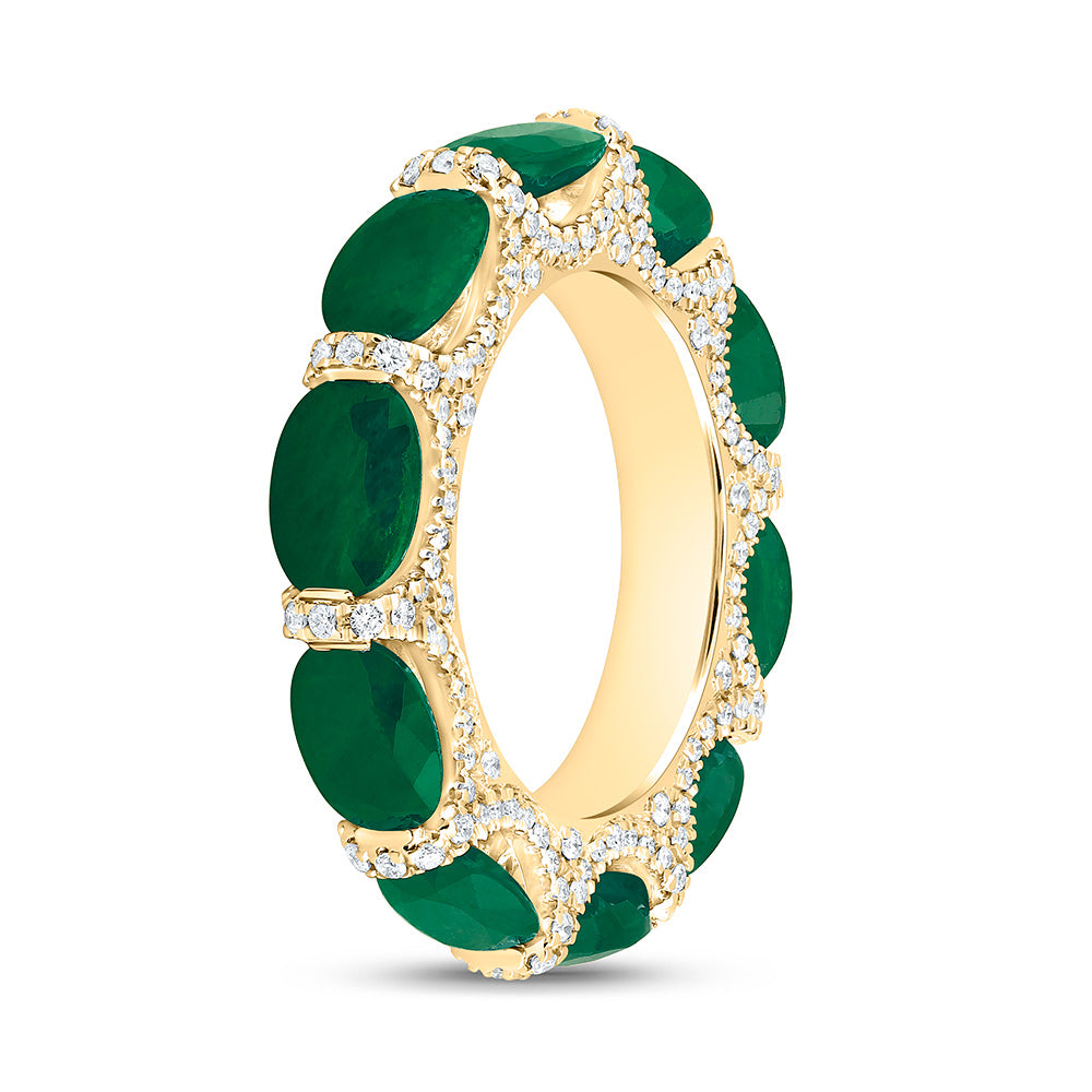 18K Yellow Gold 3/4Cttw Natural Diamond Oval Gem Band