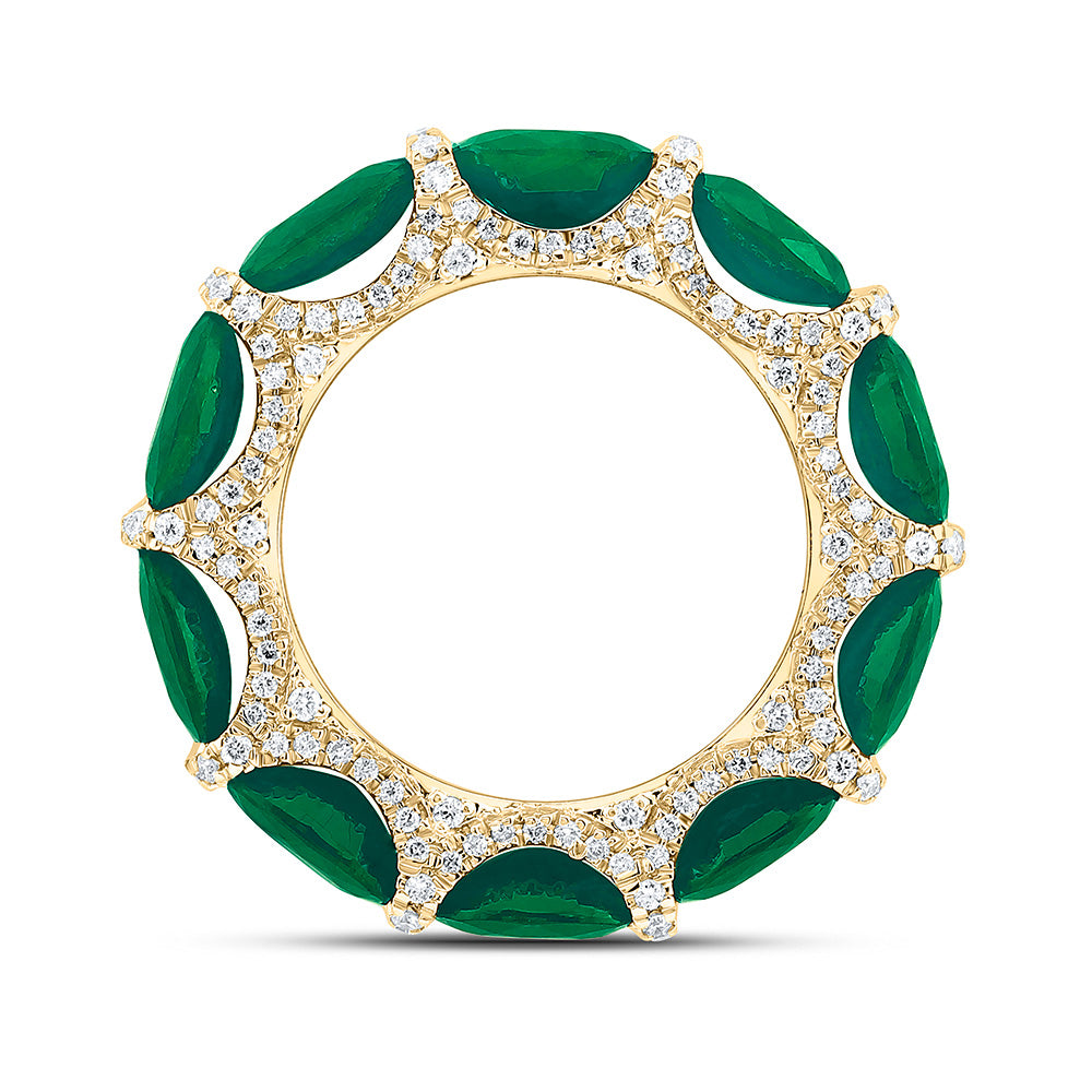 18K Yellow Gold 3/4Cttw Natural Diamond Oval Gem Band