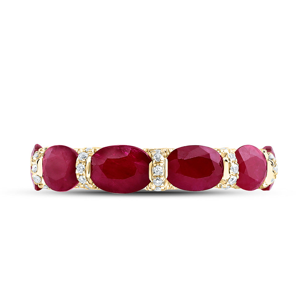 18K Yellow Gold 3/4Cttw Natural Diamond Oval Gem Band