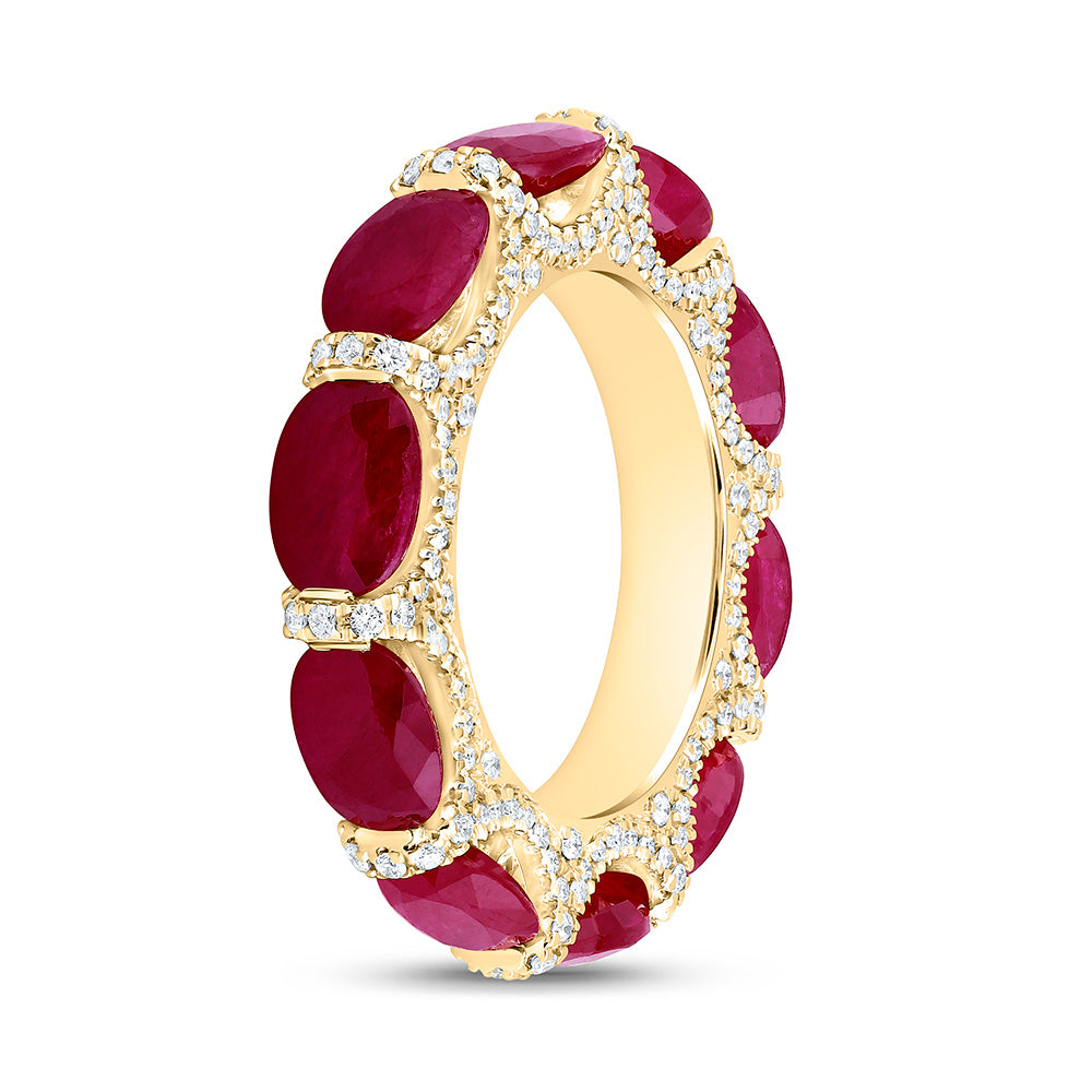 18K Yellow Gold 3/4Cttw Natural Diamond Oval Gem Band
