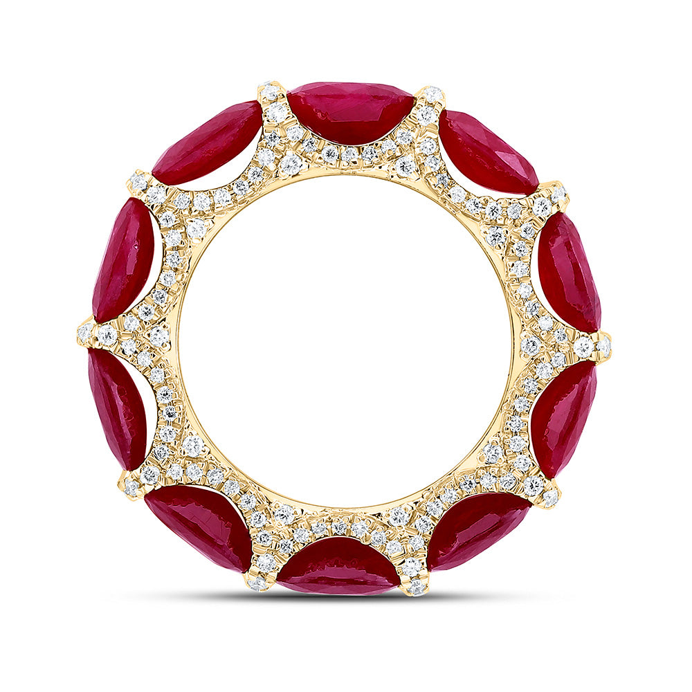 18K Yellow Gold 3/4Cttw Natural Diamond Oval Gem Band
