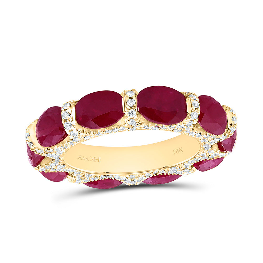 18K Yellow Gold 3/4Cttw Natural Diamond Oval Gem Band