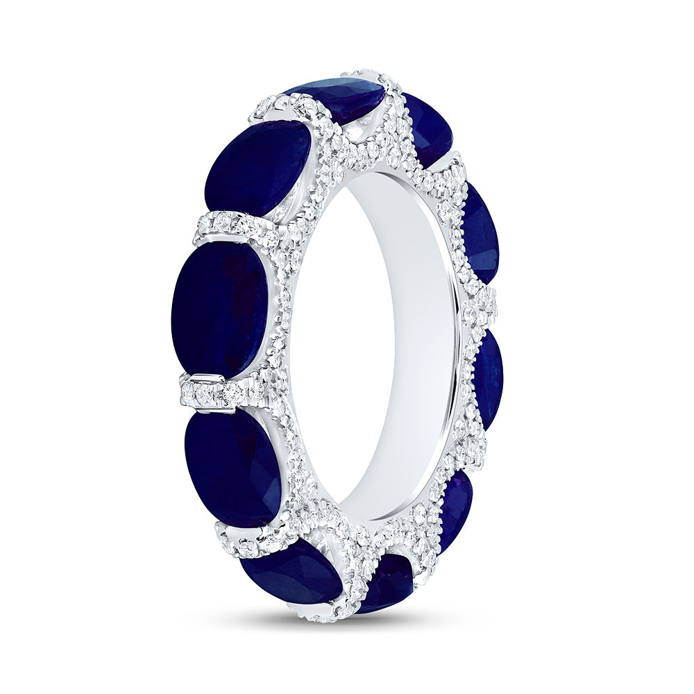18K Yellow Gold 3/4Cttw Natural Diamond Oval Gem Band