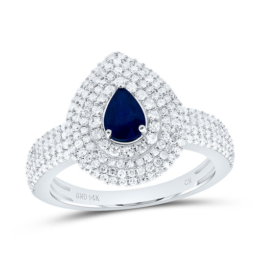 14K Yellow Or White Gold 5/8Cttw Natural Diamond Cn 6X4Mm Pear Gem Ring