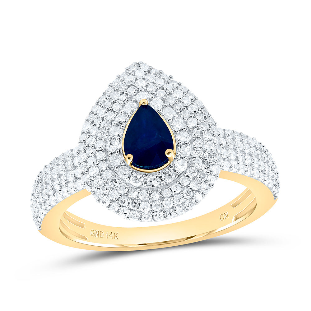 14K Yellow Or White Gold 5/8Cttw Natural Diamond Cn 6X4Mm Pear Gem Ring