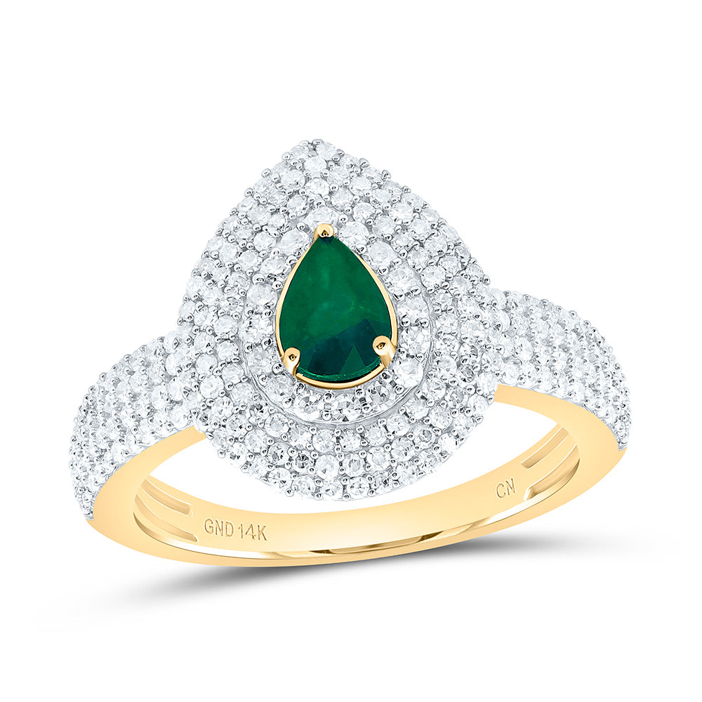 14K Yellow Or White Gold 5/8Cttw Natural Diamond Cn 6X4Mm Pear Gem Ring