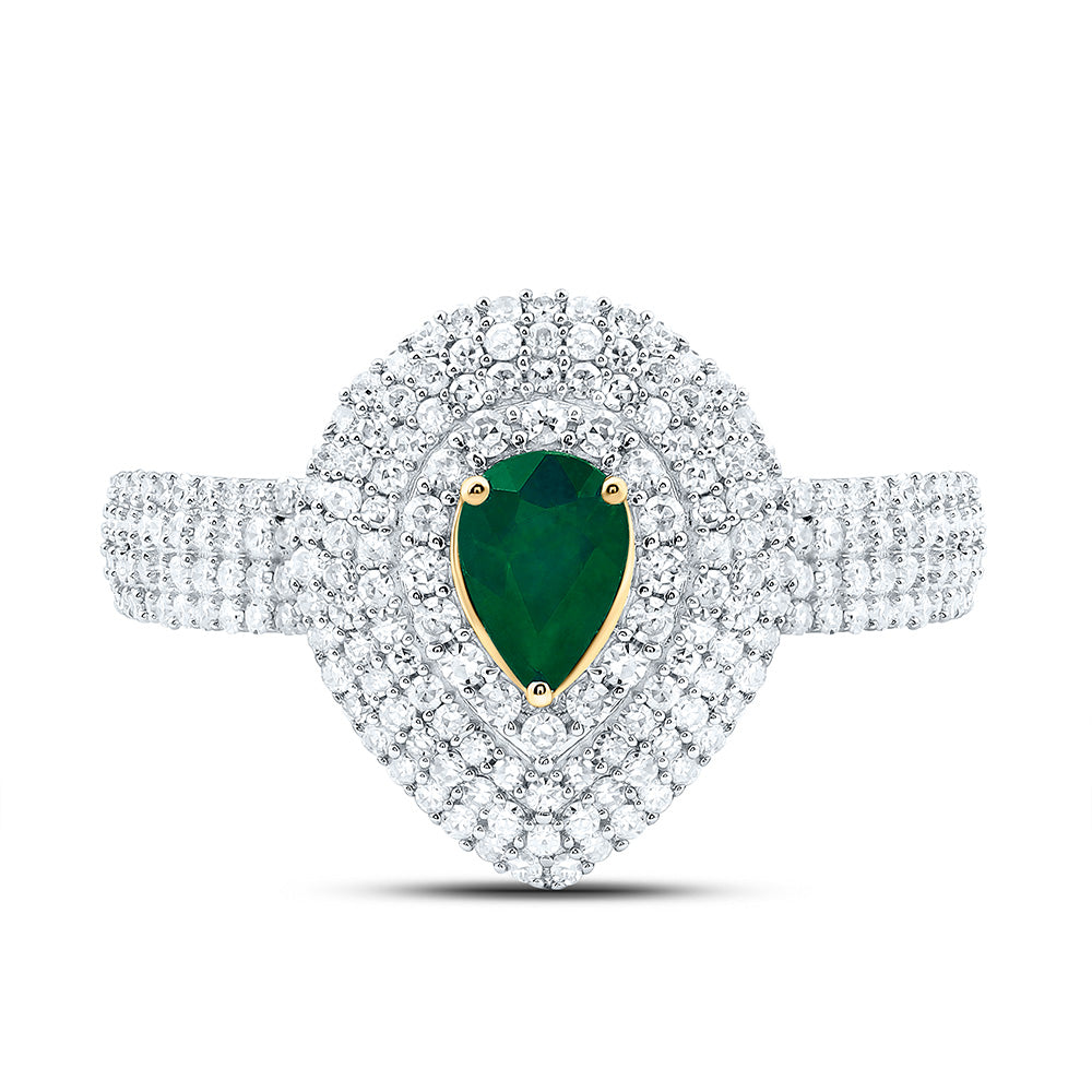 14K Yellow Or White Gold 5/8Cttw Natural Diamond Cn 6X4Mm Pear Gem Ring