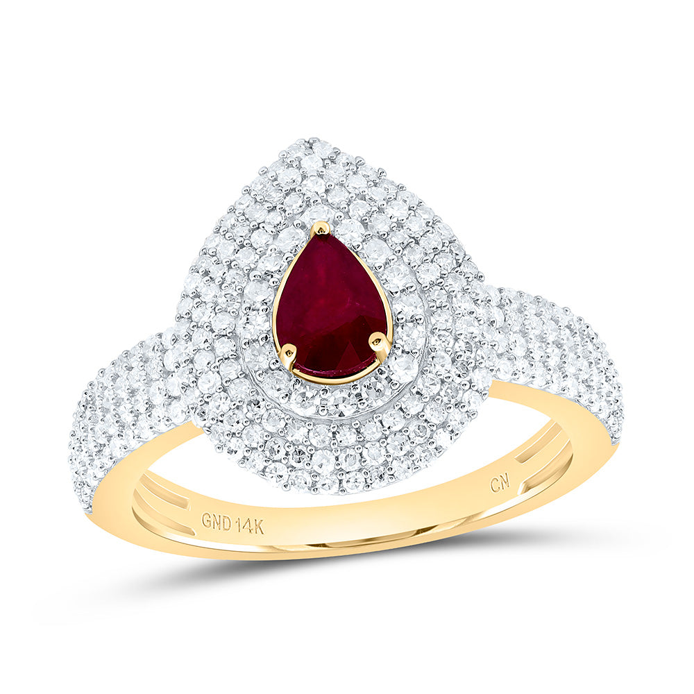 14K Yellow Or White Gold 5/8Cttw Natural Diamond Cn 6X4Mm Pear Gem Ring