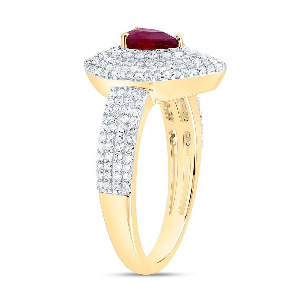 14K Yellow Or White Gold 5/8Cttw Natural Diamond Cn 6X4Mm Pear Gem Ring