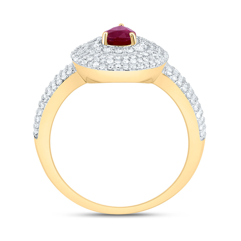 14K Yellow Or White Gold 5/8Cttw Natural Diamond Cn 6X4Mm Pear Gem Ring