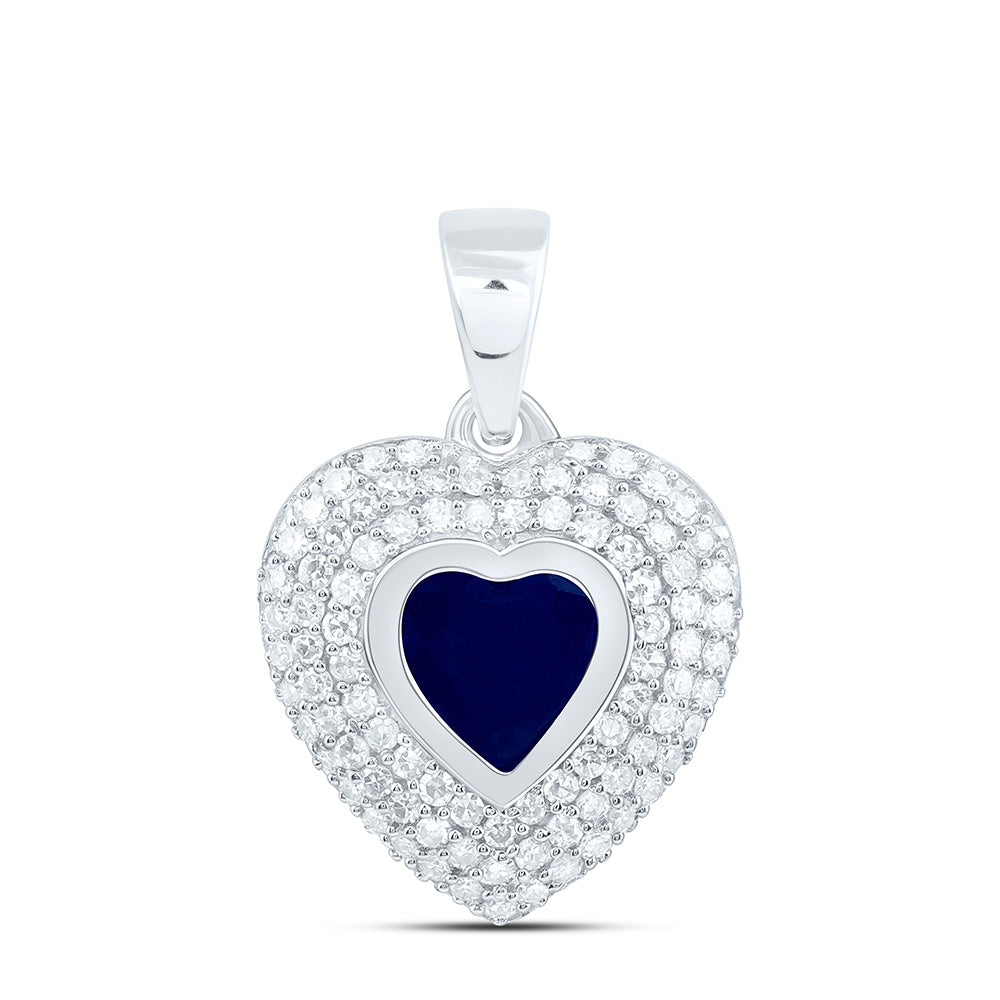 14K White Gold 1/4Cttw Natural Diamond Cn 5Mm Natural Gem Heart Pendant