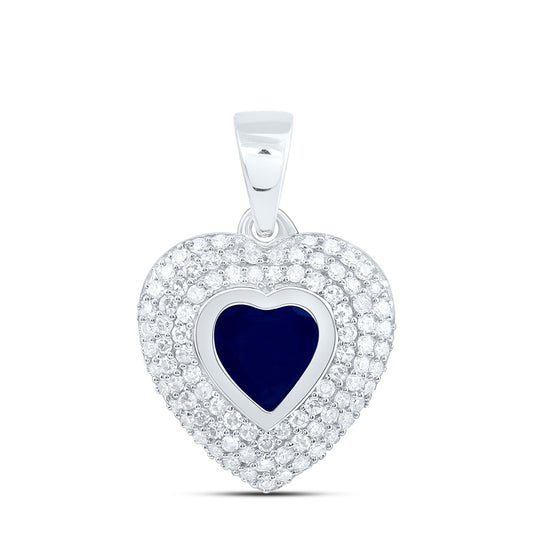 14K White Gold 1/4Cttw Natural Diamond Cn 5Mm Natural Gem Heart Pendant