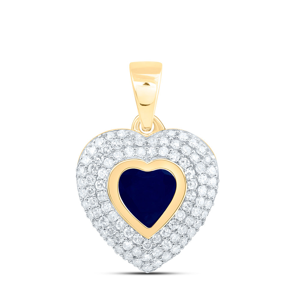 14K Yellow Gold 1/4Cttw Natural Diamond Cn 5Mm Heart Gem Pendant
