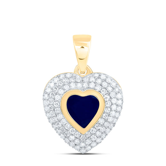 14K Yellow Gold 1/4Cttw Natural Diamond Cn 5Mm Heart Gem Pendant