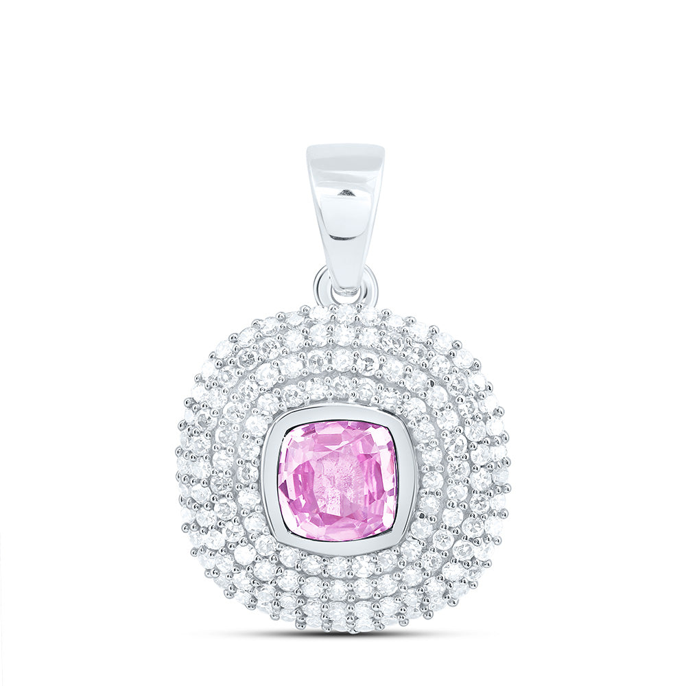 14K Yellow Or White Gold 1/3Cttw Natural Diamond Cn 4.90Mm Cushion Pendant