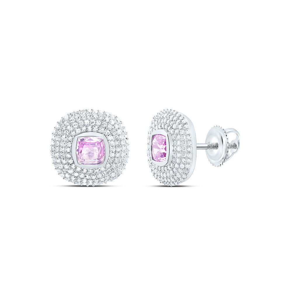 14K Yellow Or White Gold 3/4Cttw Natural Diamond Cushion Gem Earring