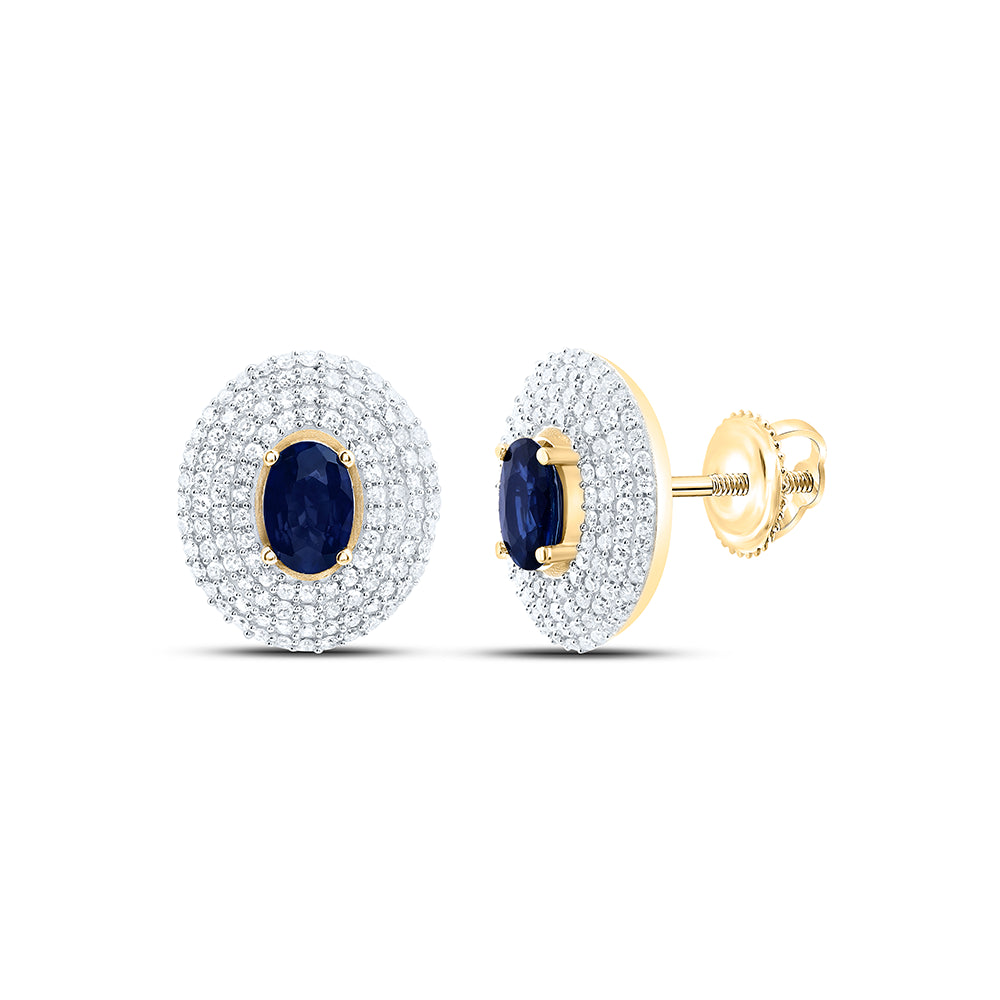 14K Yellow Or White Gold 5/8Cttw Natural Diamond Oval Gem Earring