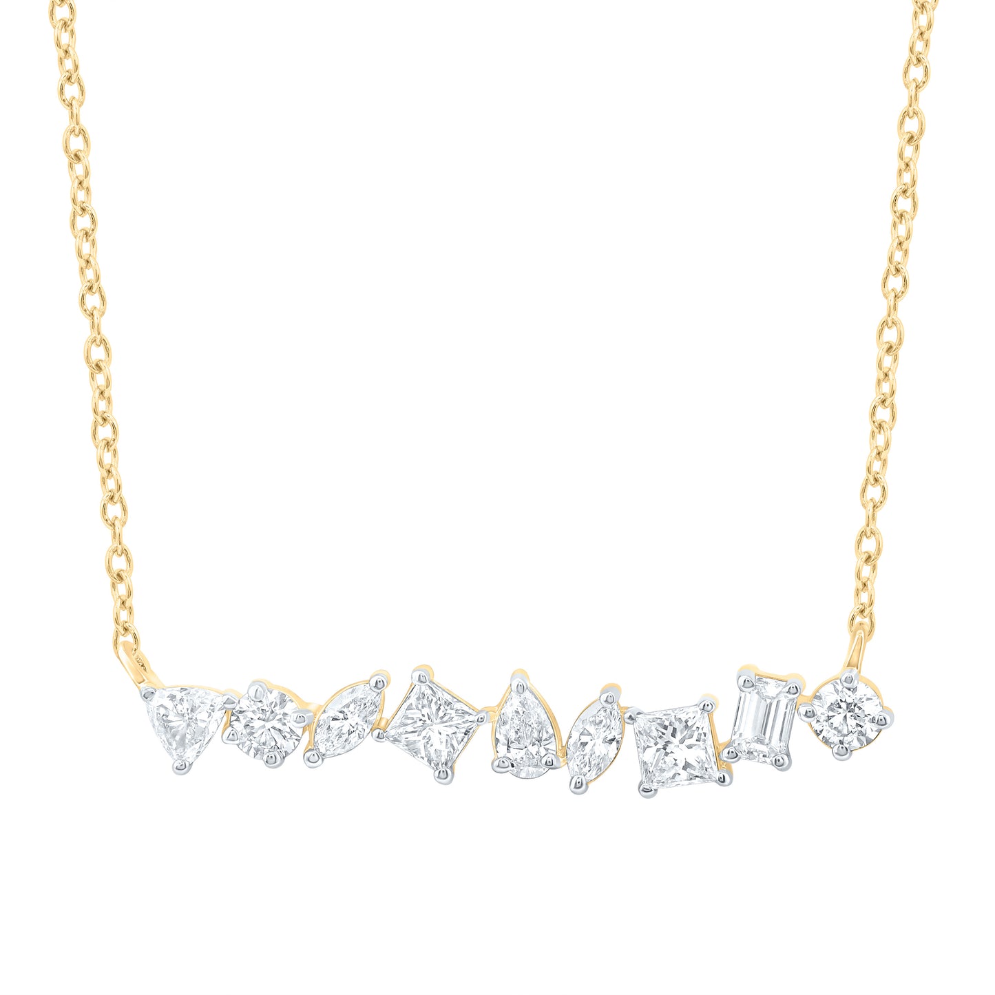 14K Yellow Or White Gold 1Cttw Natural Diamond 1/3Ct Center Princess, 1/10Ct Center Pear Shape Fashion Necklace (18 Inch)