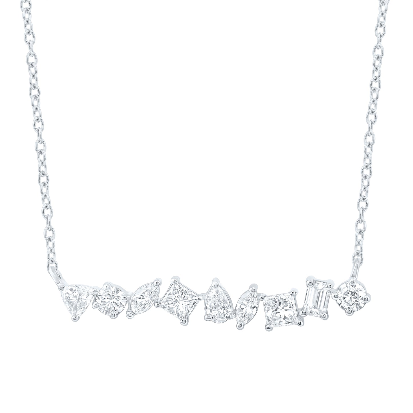 14K Yellow Or White Gold 1Cttw Natural Diamond 1/3Ct Center Princess, 1/10Ct Center Pear Shape Fashion Necklace (18 Inch)