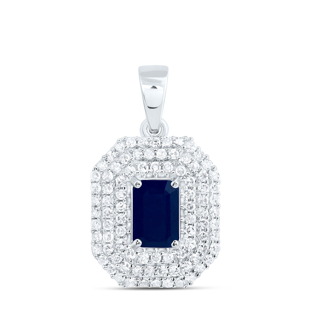 14K Yellow Or White Gold 1/3Cttw Natural Diamond Cn 6X4Mm Emerald Pendant
