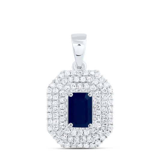 14K Yellow Or White Gold 1/3Cttw Natural Diamond Cn 6X4Mm Emerald Pendant