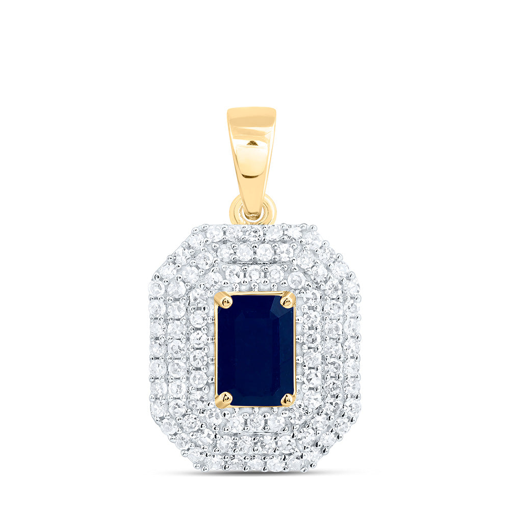 14K Yellow Or White Gold 1/3Cttw Natural Diamond Cn 6X4Mm Emerald Pendant