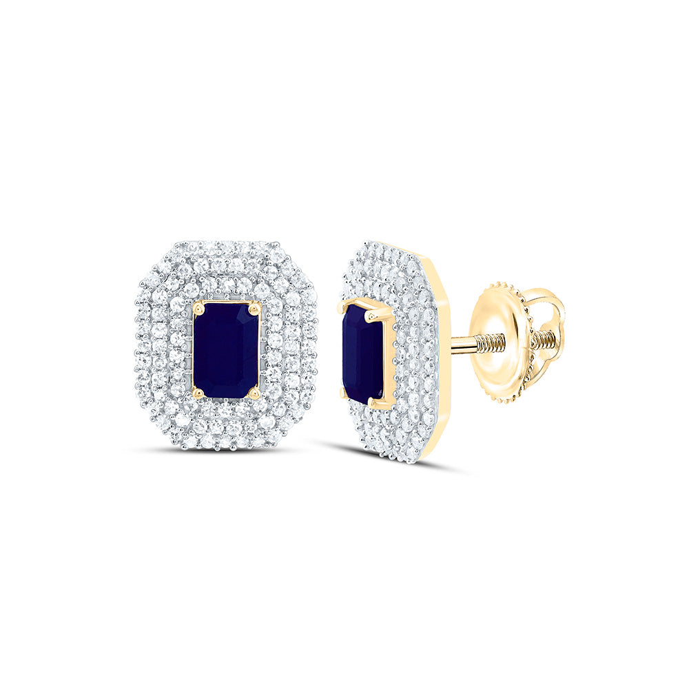 14K Yellow Or White Gold 5/8Cttw Natural Diamond Emerald Gem Earring