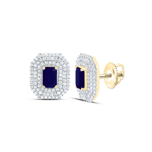 14K Yellow Or White Gold 5/8Cttw Natural Diamond Emerald Gem Earring