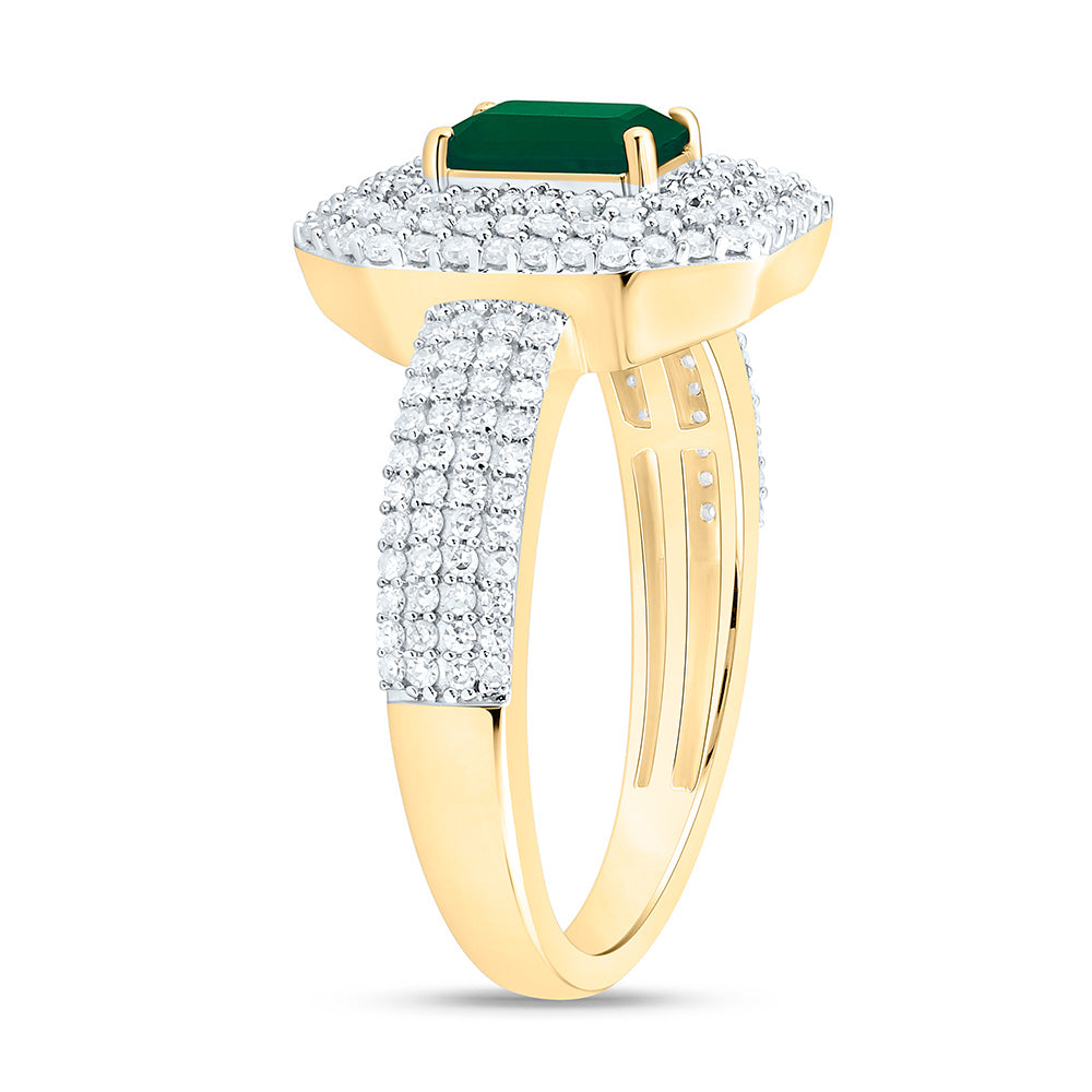 14K Yellow Or White Gold 1/2Cttw Natural Diamond Cn 6X4Mm Emerald Ring
