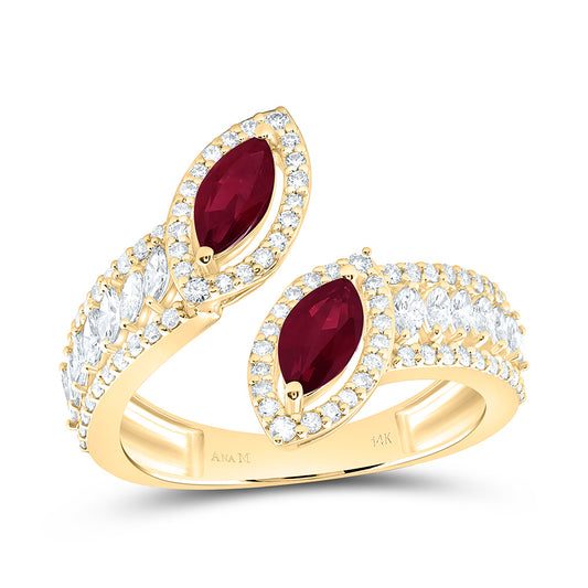 14K Yellow Or White Gold 3/4Cttw Natural Diamond 7 X 3 Mm Marquise Gem Marquise Ring
