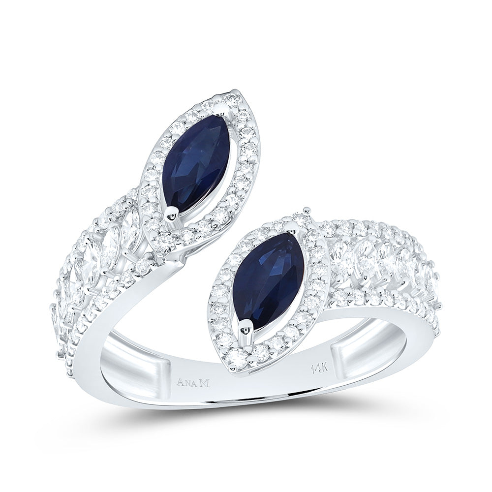 14K Yellow Or White Gold 3/4Cttw Natural Diamond 7 X 3 Mm Marquise Gem Marquise Ring