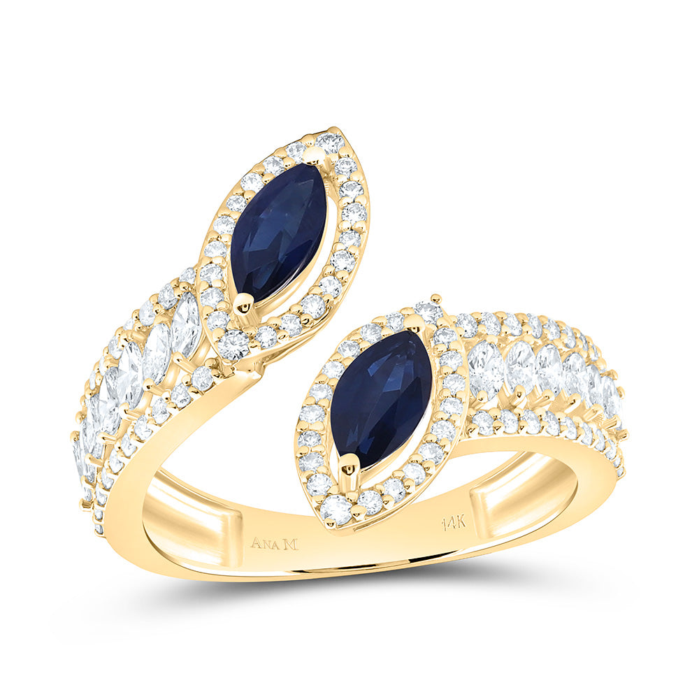 14K Yellow Or White Gold 3/4Cttw Natural Diamond 7 X 3 Mm Marquise Gem Marquise Ring