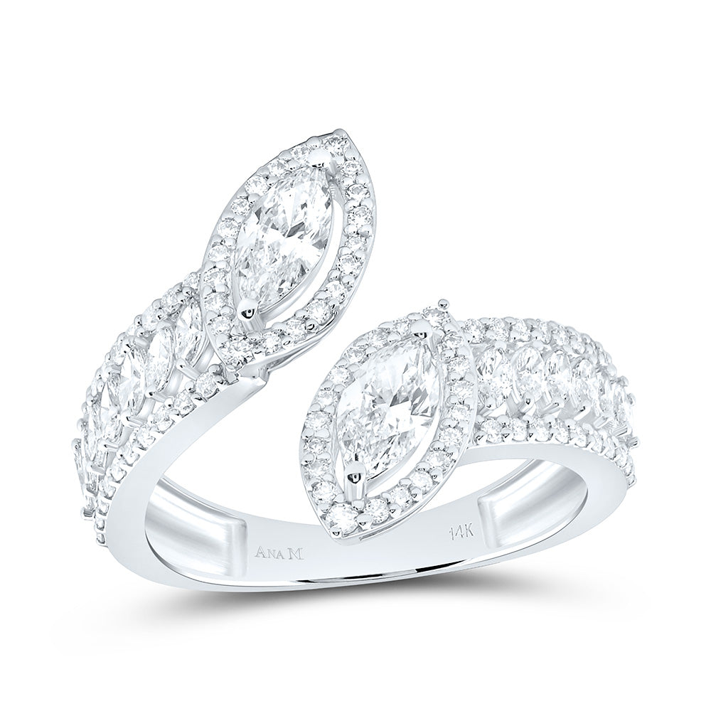 14K Yellow Or White Gold 1 3/8Cttw Natural Diamond 1Ct Fashion Marquise Ring