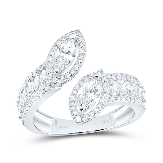 14K Yellow Or White Gold 1 3/8Cttw Natural Diamond 1Ct Fashion Marquise Ring