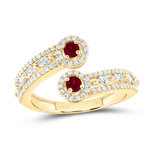 14K Yellow Or White Or Rose Gold 5/8Cttw Natural Diamond Round Gem Round Ring