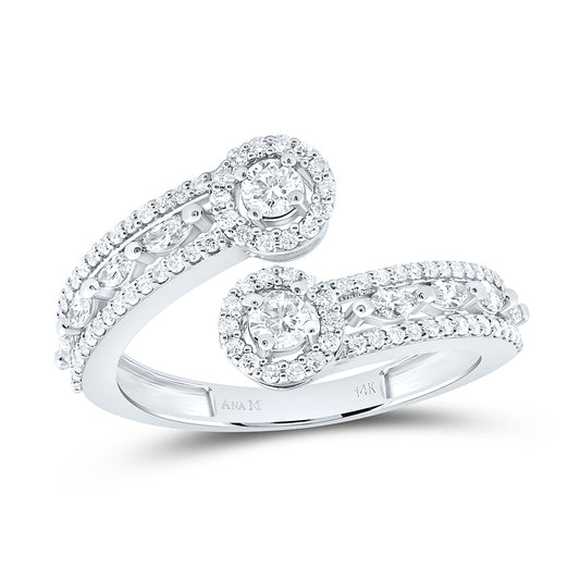 14K Yellow Or White Or Rose Gold 3/4Cttw Natural Diamond Fashion Round Ring