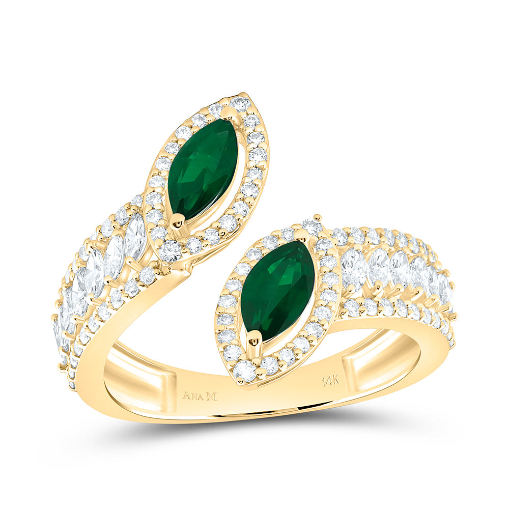 14K Yellow Or White Gold 3/4Cttw Natural Diamond 7 X 3 Mm Marquise Gem Marquise Ring