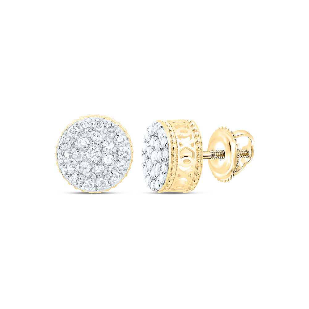 10K Yellow Or White Gold 1/3Cttw Natural Diamond Round Mens Earring