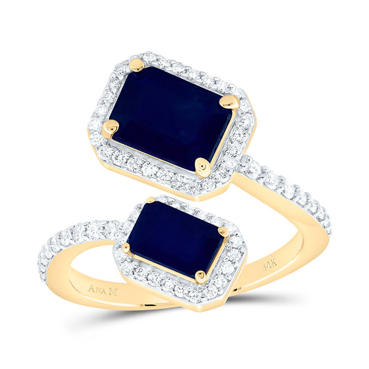 14K Yellow Or White Gold 3/8Cttw Natural Diamond Emerald Shaped Gem Ring