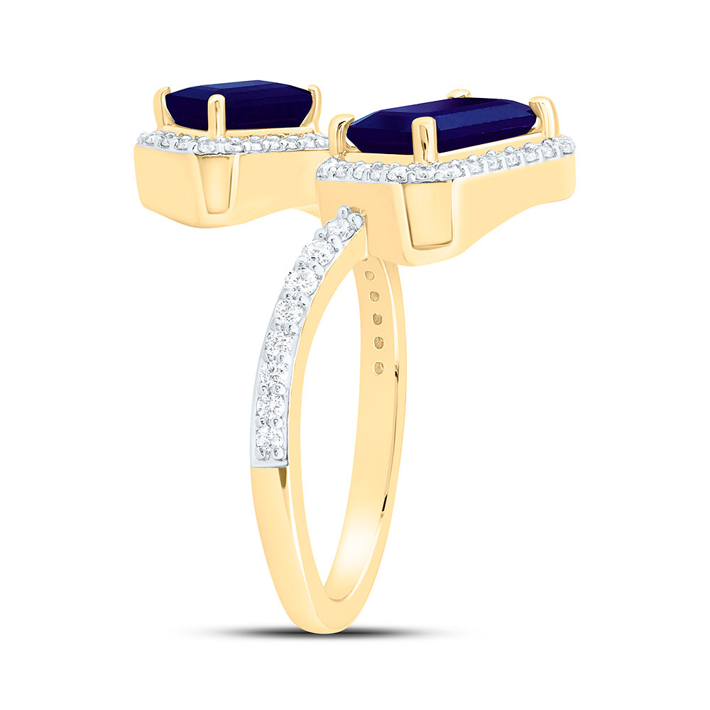 14K Yellow Or White Gold 3/8Cttw Natural Diamond Emerald Shaped Gem Ring