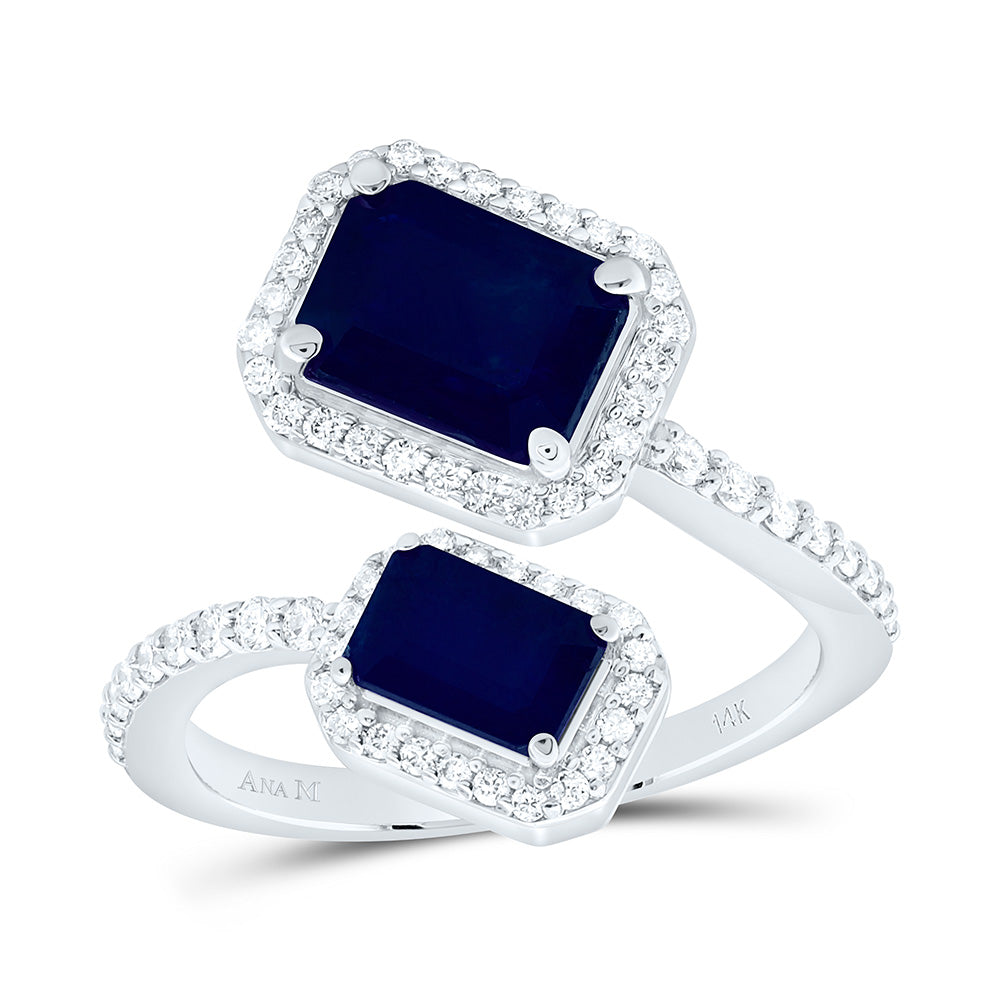 14K Yellow Or White Gold 3/8Cttw Natural Diamond Emerald Shaped Gem Ring