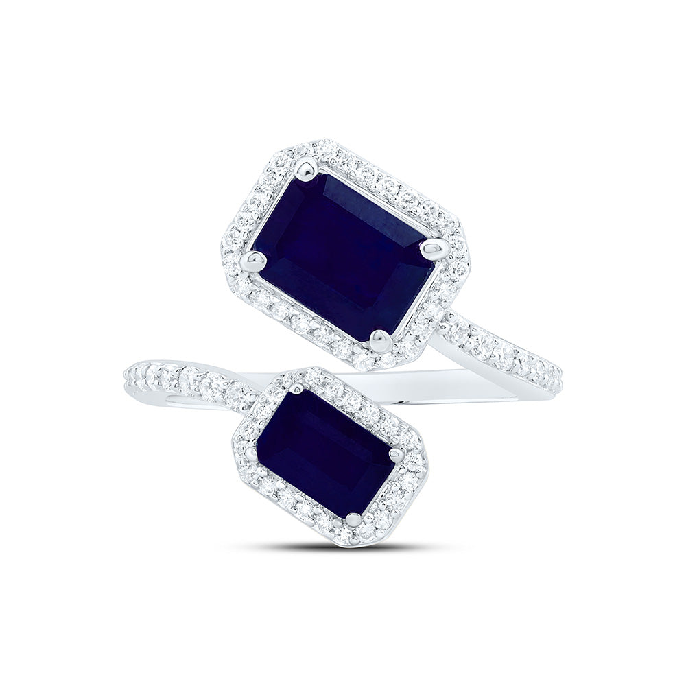 14K Yellow Or White Gold 3/8Cttw Natural Diamond Emerald Shaped Gem Ring