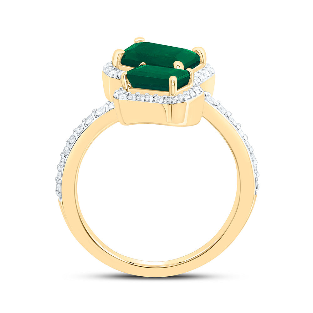14K Yellow Or White Gold 3/8Cttw Natural Diamond Emerald Shaped Gem Ring