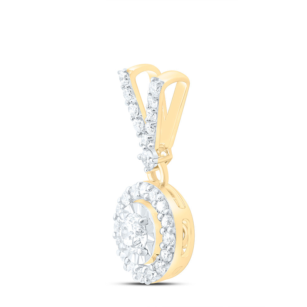 14K Yellow Or White Or Rose Gold 1/4Cttw Natural Diamond Fashion Round Pendant